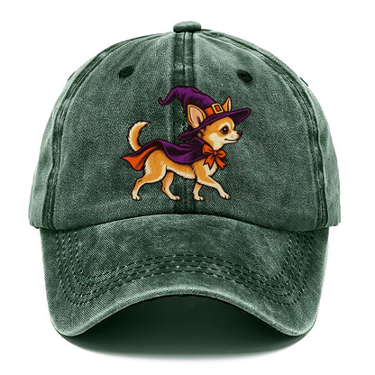 One Chihuahua In Halloween Costume Witch With A Pointed Hat And Tiny Cape Halloween Dog Parade Classic Cap – Forest Mist