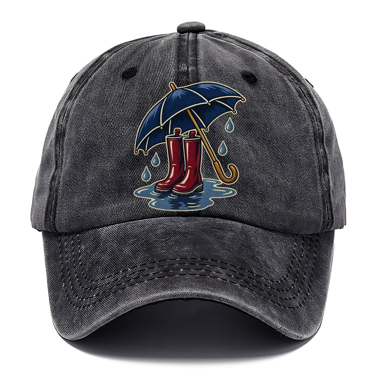 Rainy Day Umbrella And Wellington Boots Uk Culture Heritage Classic Cap – Graphite