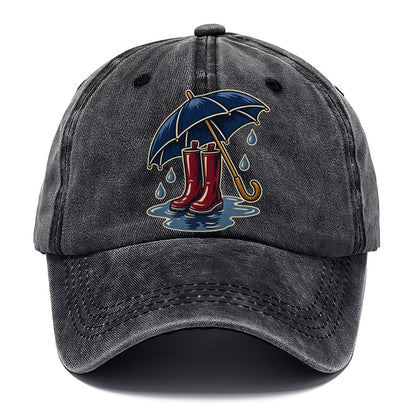 Rainy Day Umbrella And Wellington Boots Uk Culture Heritage Classic Cap – Graphite
