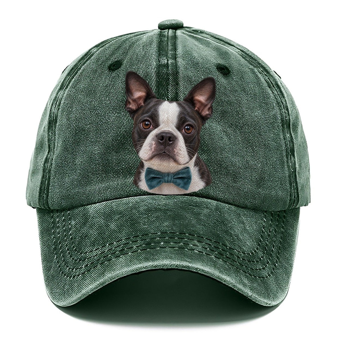 Boston Terrier Velvet Bow Character Club Classic Cap – Forest Mist