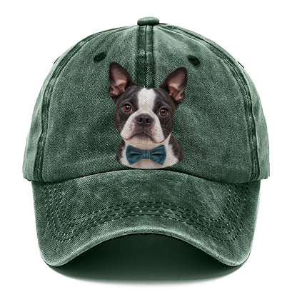 Boston Terrier Velvet Bow Character Club Classic Cap – Forest Mist
