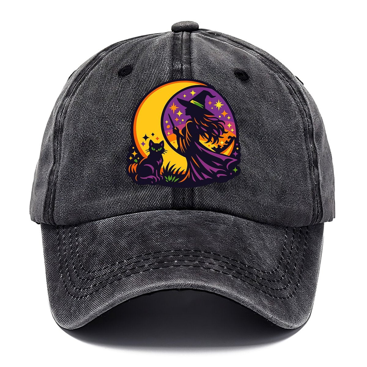 Moonlit Witch Cat Classic Cap – Graphite