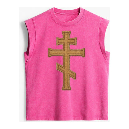 Orthodox Cross Vintage Washed Tank – Pink