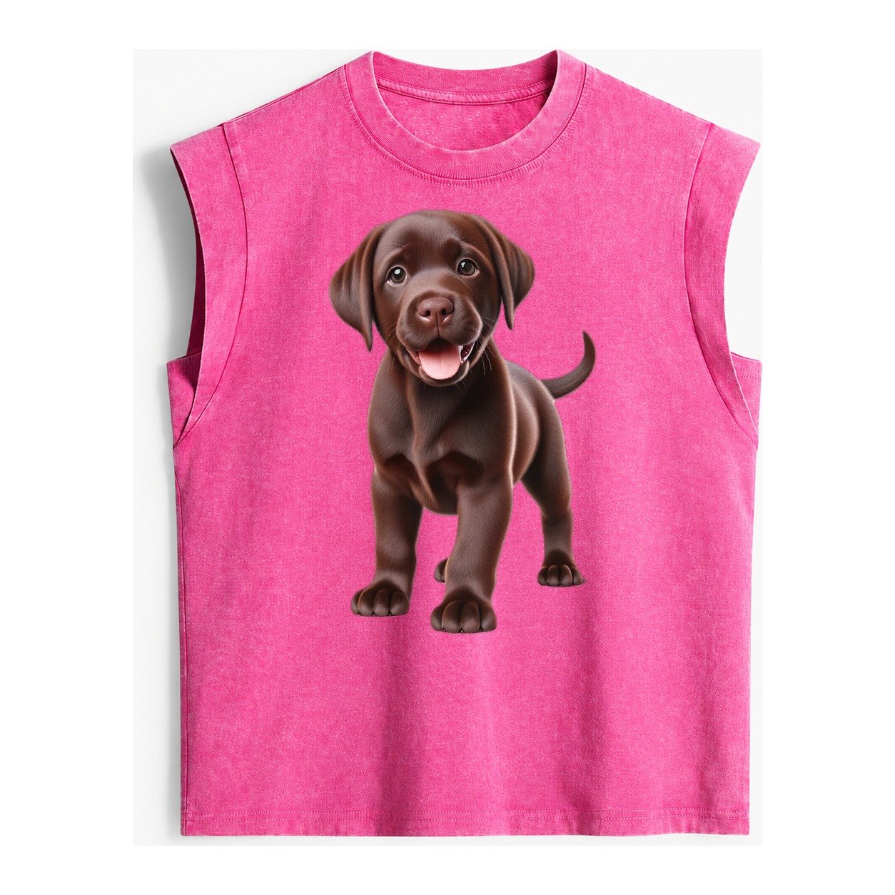 Chocolate Labrador Vintage Washed Tank – Pink