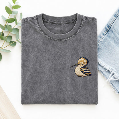Hoopoe Crest Lift Left Chest Vintage T-shirt – Grey