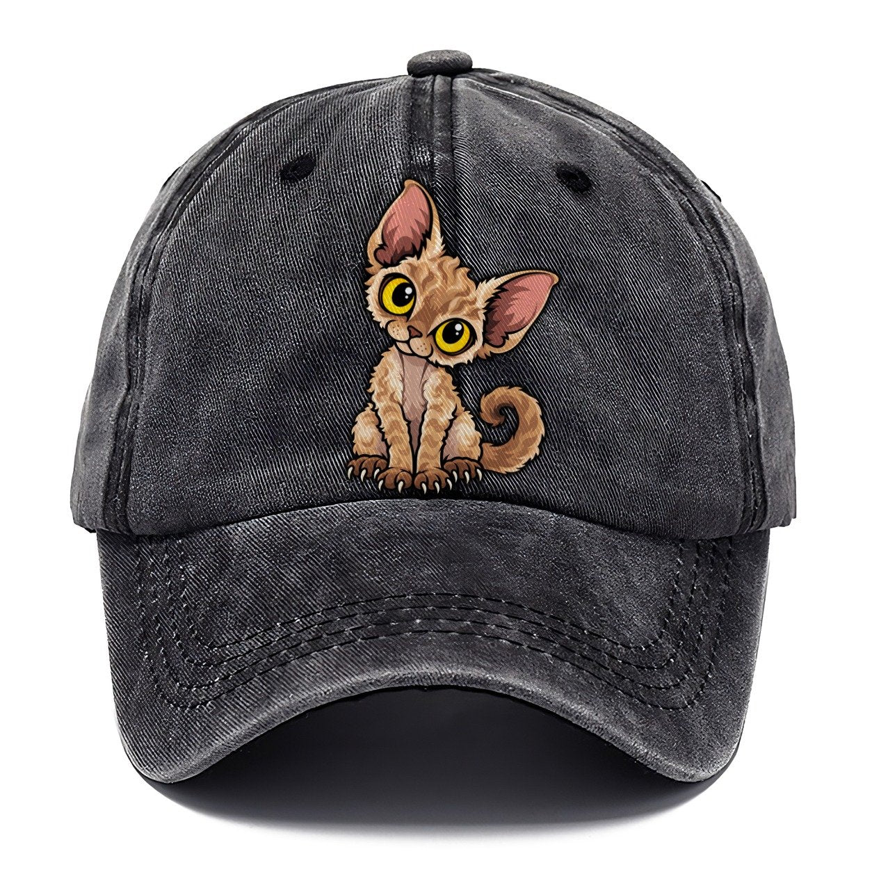 Devon Rex Head Tilt Peeking Cats Classic Cap – Graphite