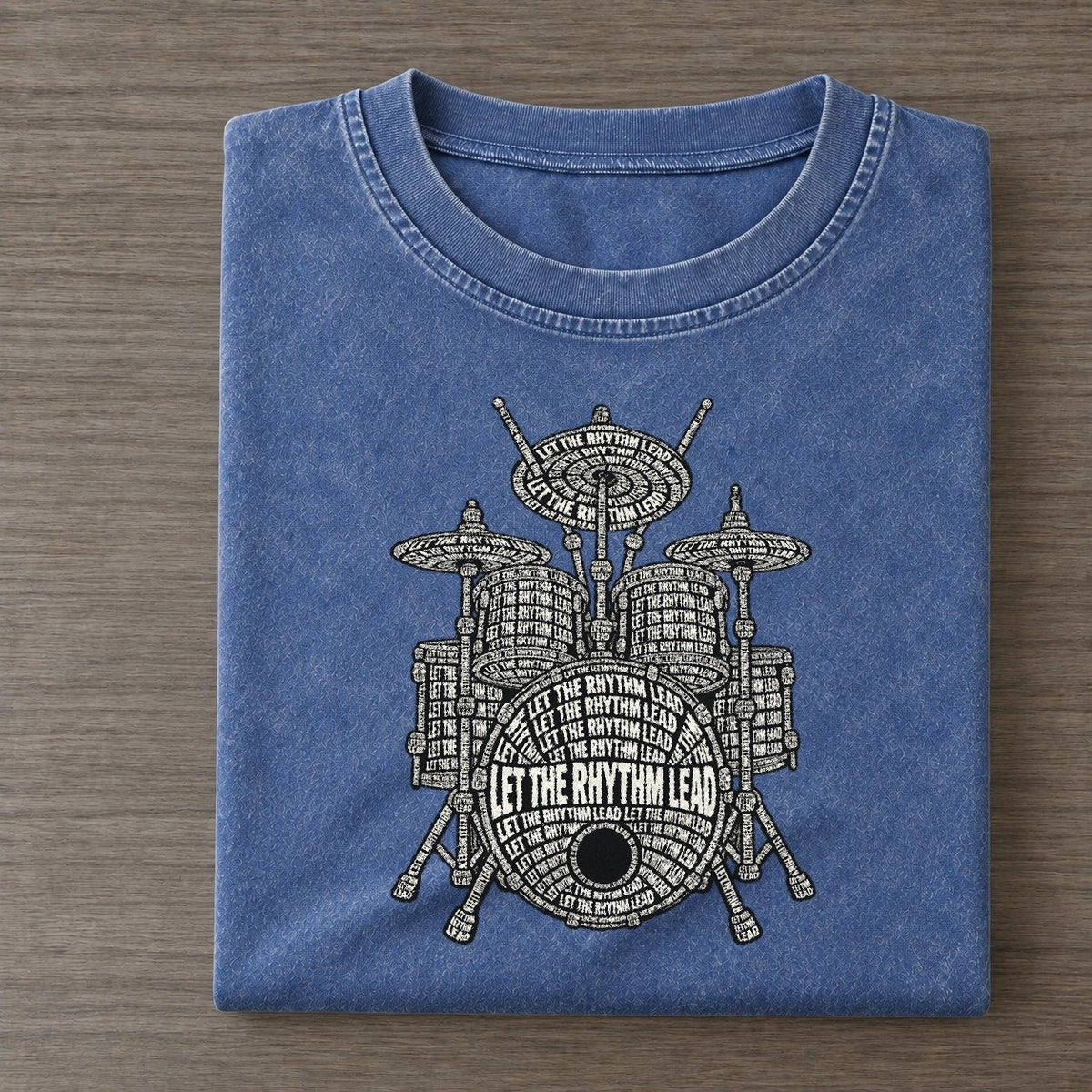Cymbal Crash Phrase Silhouette Vintage T-shirt – Washed Blue