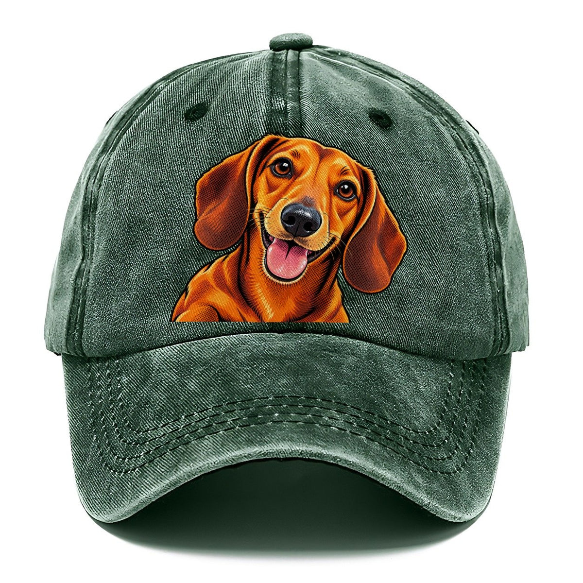 Happy Dachshund Portrait Classic Cap – Forest Mist