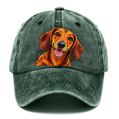 Happy Dachshund Portrait Classic Cap – Forest Mist