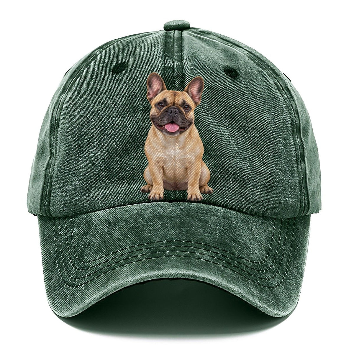 French Bulldog Sitting Upright Top Breeds Classic Cap – Forest Mist