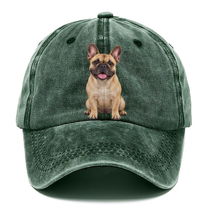 French Bulldog Sitting Upright Top Breeds Classic Cap – Forest Mist