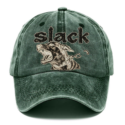 A Dog Head Straining Forward Against A Chain That Has Just Snapped Bark For Me Classic Cap – Forest Mist