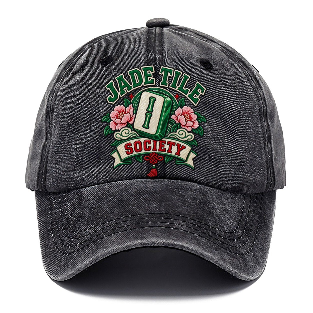 Jade Tile Society Mahjong Game Night Classic Cap – Graphite