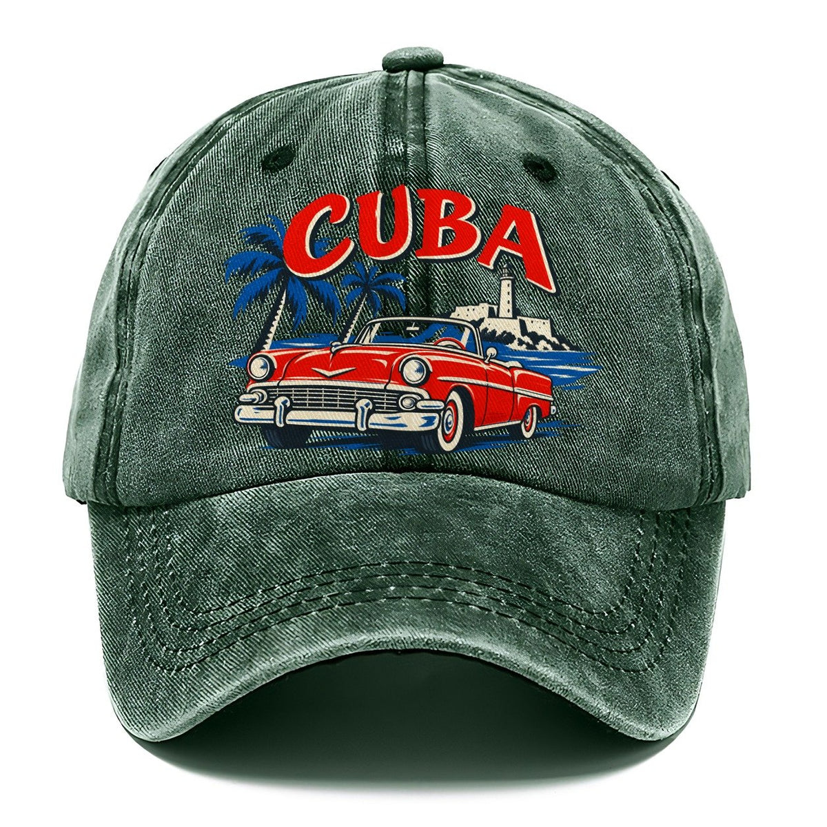 Cuba Retro Badge Classic Cap – Forest Mist