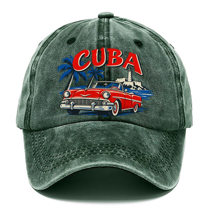 Cuba Retro Badge Classic Cap – Forest Mist