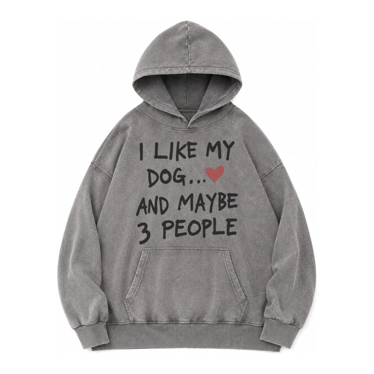 Dog Maybe 3 People Vintage Washed Hoodie – Grey