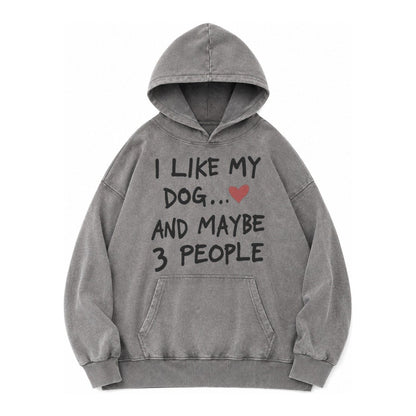 Dog Maybe 3 People Vintage Washed Hoodie – Grey