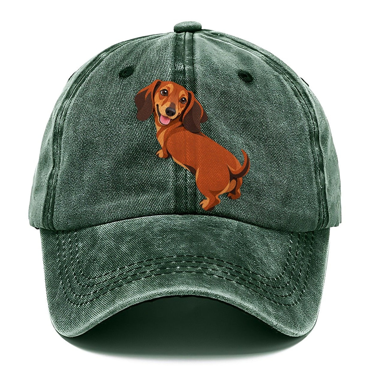 Happy Dachshund Looking Back Classic Cap – Forest Mist