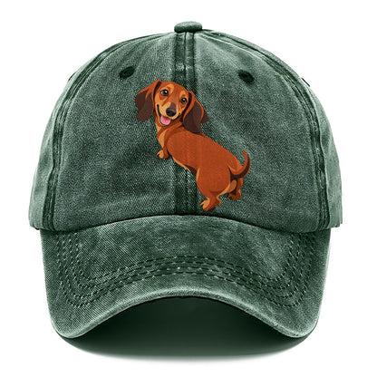 Happy Dachshund Looking Back Classic Cap – Forest Mist