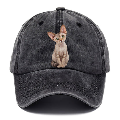 Devon Rex Seated Portrait Realistic Cat Portrait Classic Cap – Graphite