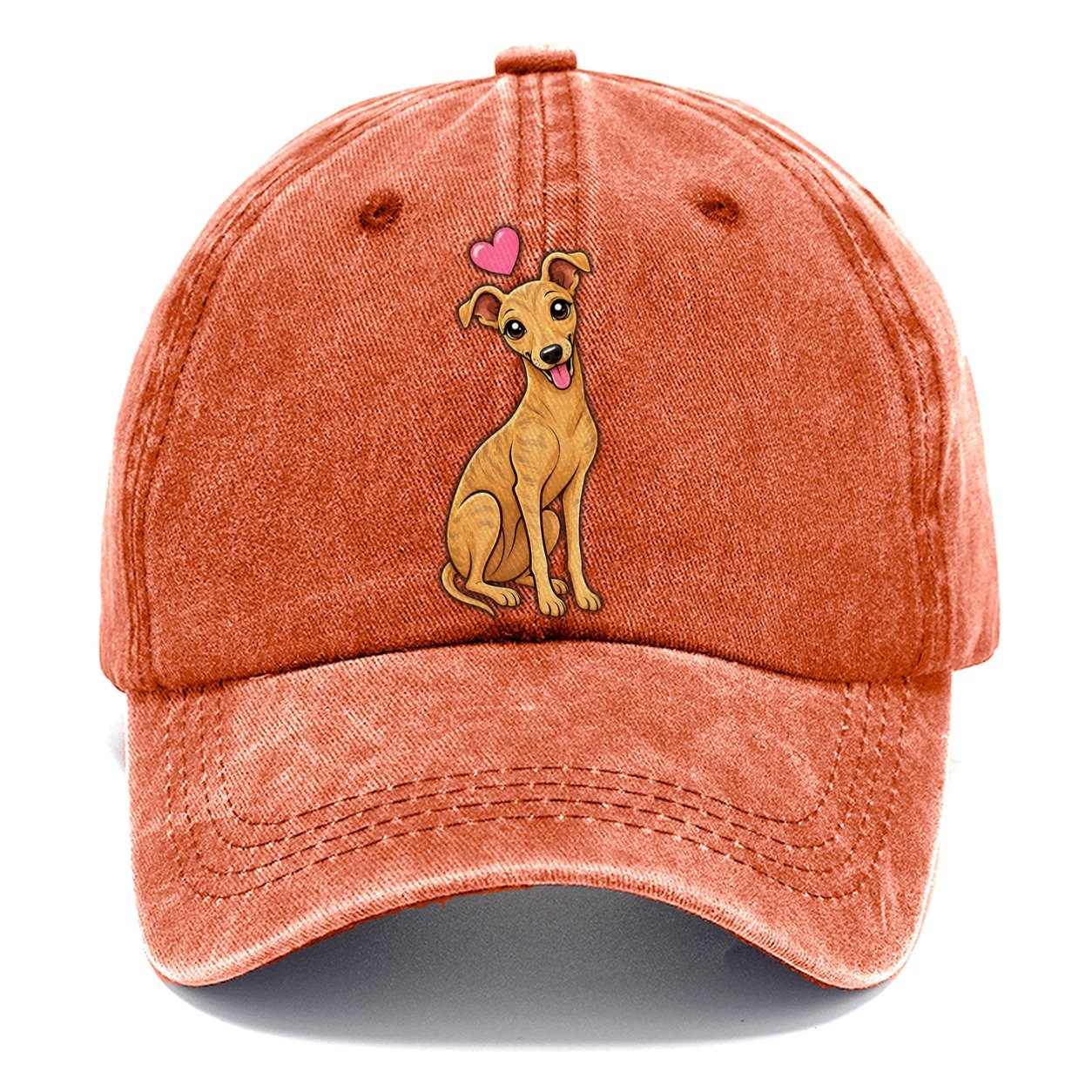 Cute Heart Fawn Whippet Classic Cap – Terracotta Clay