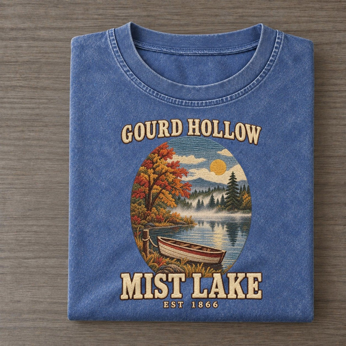 Mist Lake Gourd Hollow Vintage T-shirt – Washed Blue