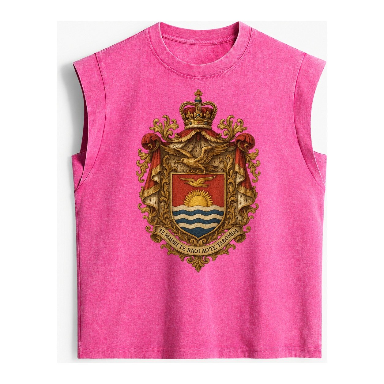 Golden Peace Embroidered Vintage Washed Tank – Pink