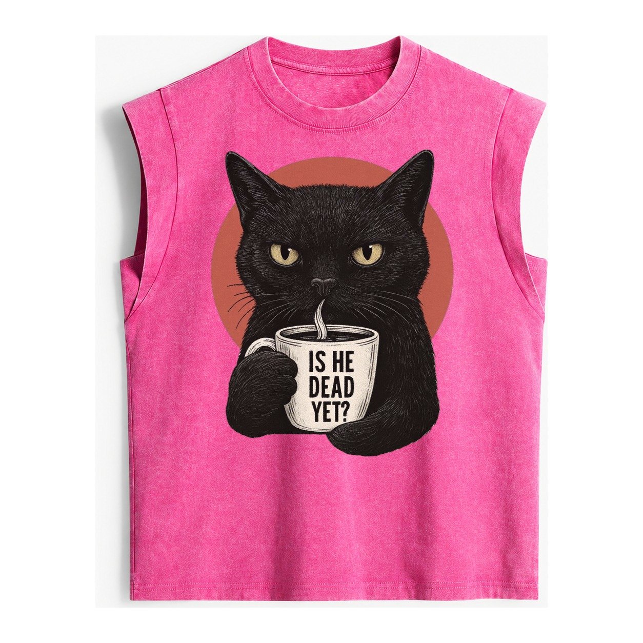 Is He Dead Yet Cat Vintage Washed Tank – Pink