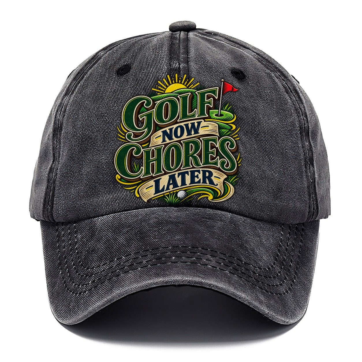 Golf Now Chores Later Retired Living Classic Cap – Graphite