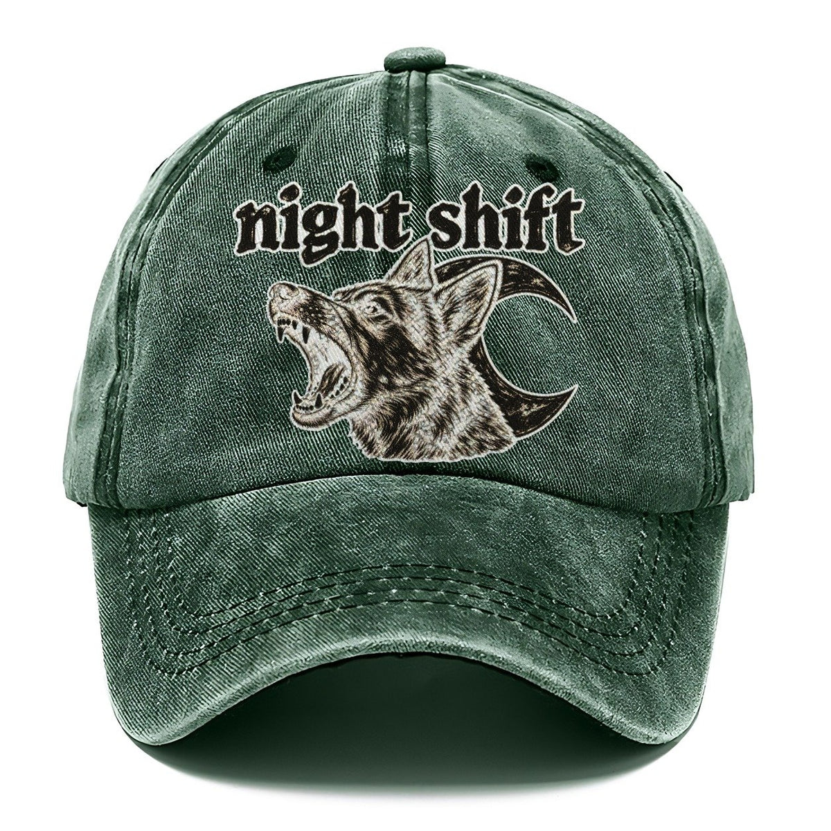 A Barking Dog Head Overlapping A Crescent Moon Bark For Me Classic Cap – Forest Mist