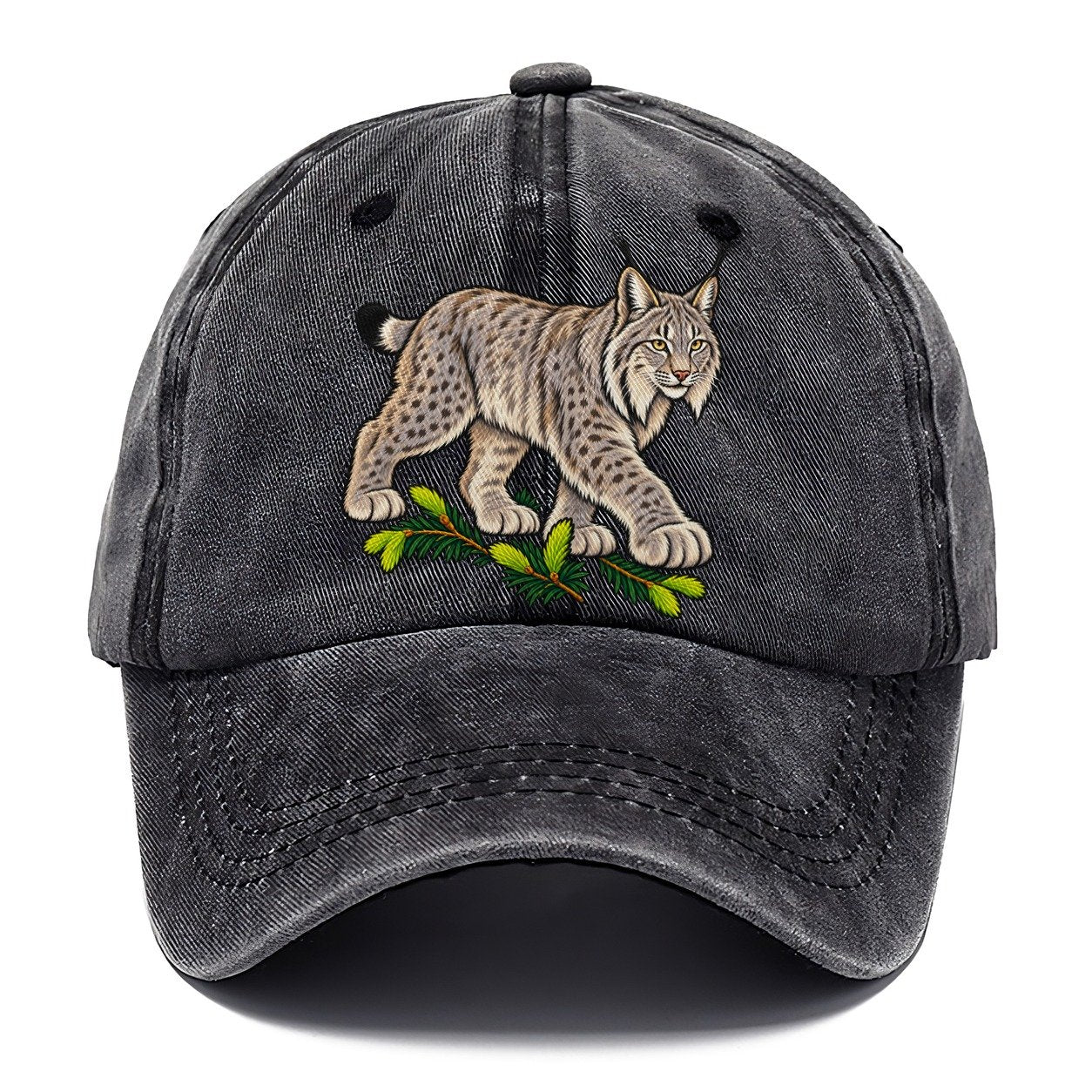Canada Lynx And Spruce Tips Canada Cultural Icons Classic Cap – Graphite