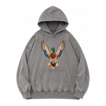 Mallard Majesty Vintage Washed Hoodie – Grey