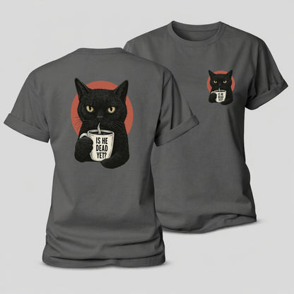 Is He Dead Yet Cat Women's Cotton T-Shirt – Grey