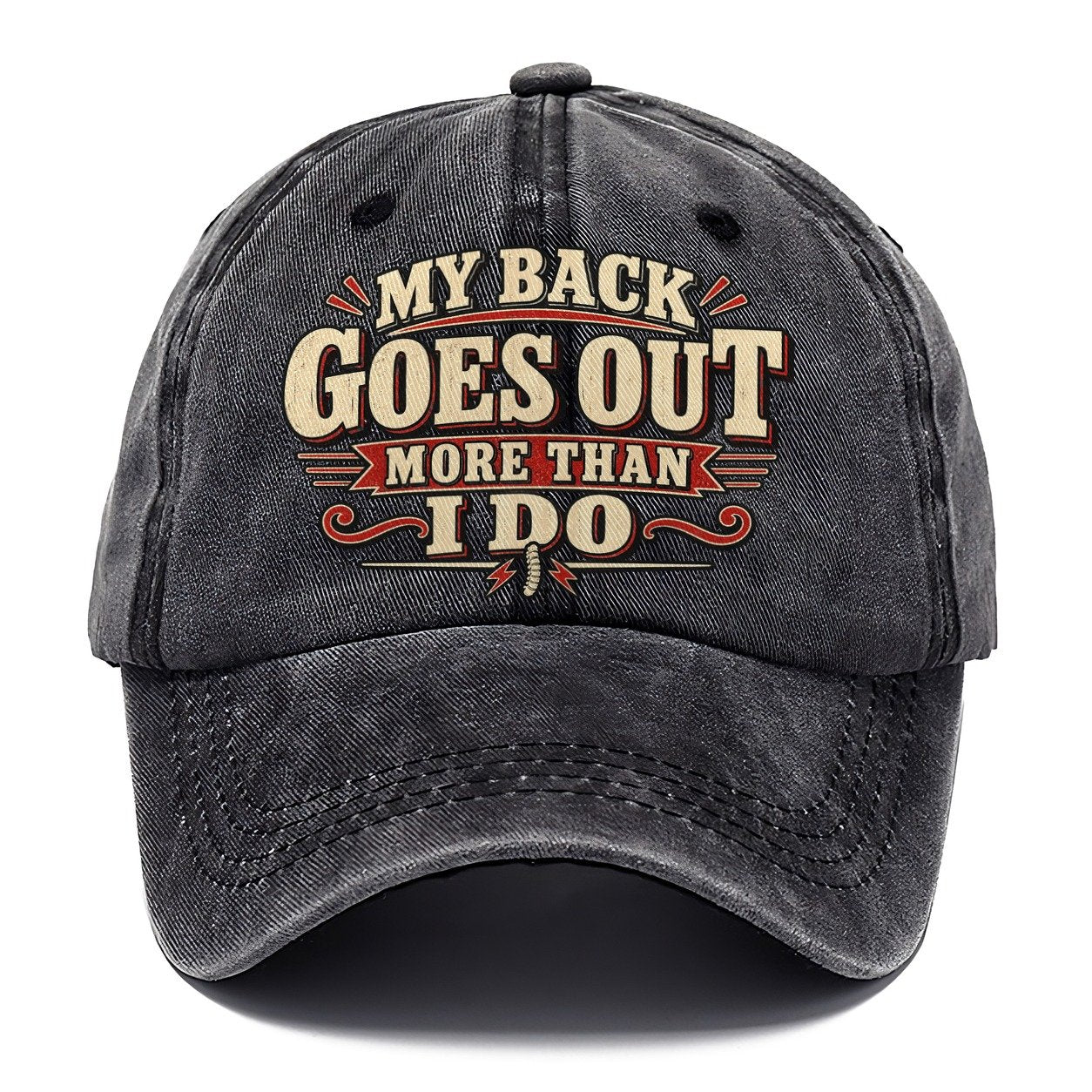 My Back Goes Out More Than I Do American Wit Classic Cap – Graphite