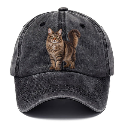 Maine Coon Standing Three Quarter Realistic Cat Portrait Classic Cap – Graphite
