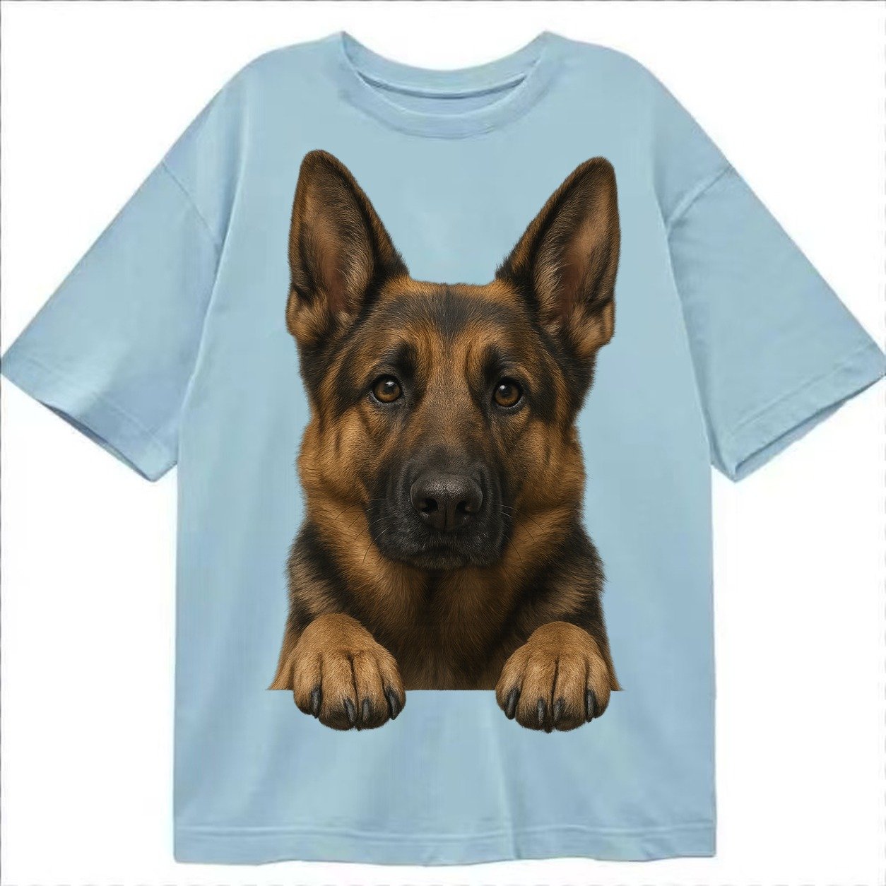 German Shepherd Alert Pointed Ears Intelligent Brown Eyes Bl Classic T-shirt – Light Blue