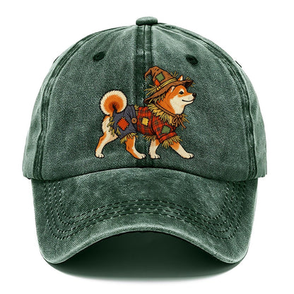 One Shiba Inu In Halloween Costume Scarecrow Costume With Straw Patches And A Plaid Shirt Halloween Dog Parade Classic Cap – Forest Mist