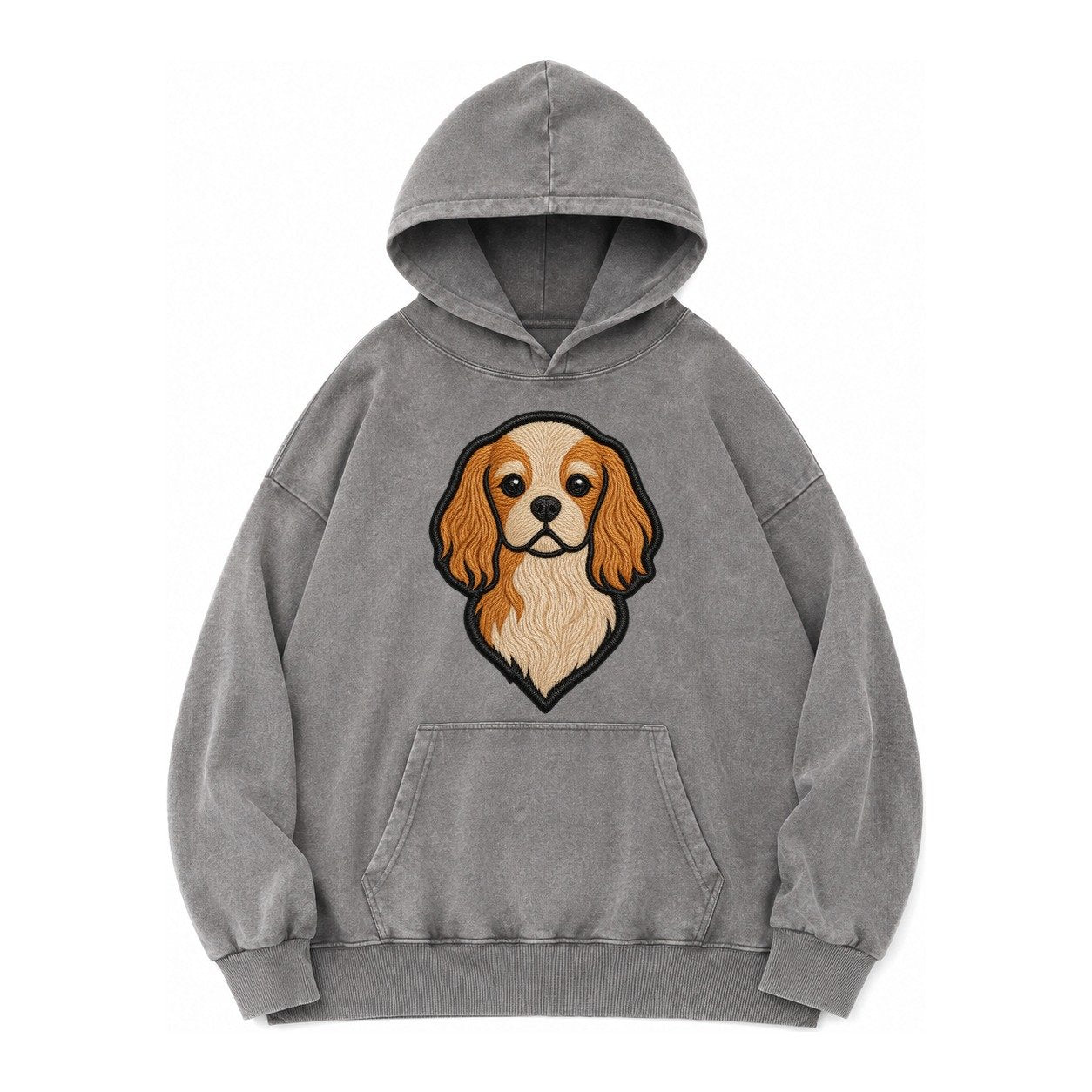 Cavalier King Charles Spaniel Modern G Vintage Washed Hoodie – Grey