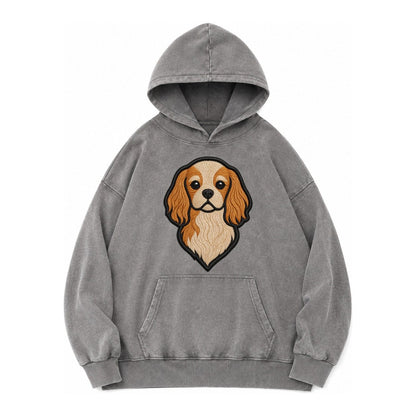 Cavalier King Charles Spaniel Modern G Vintage Washed Hoodie – Grey