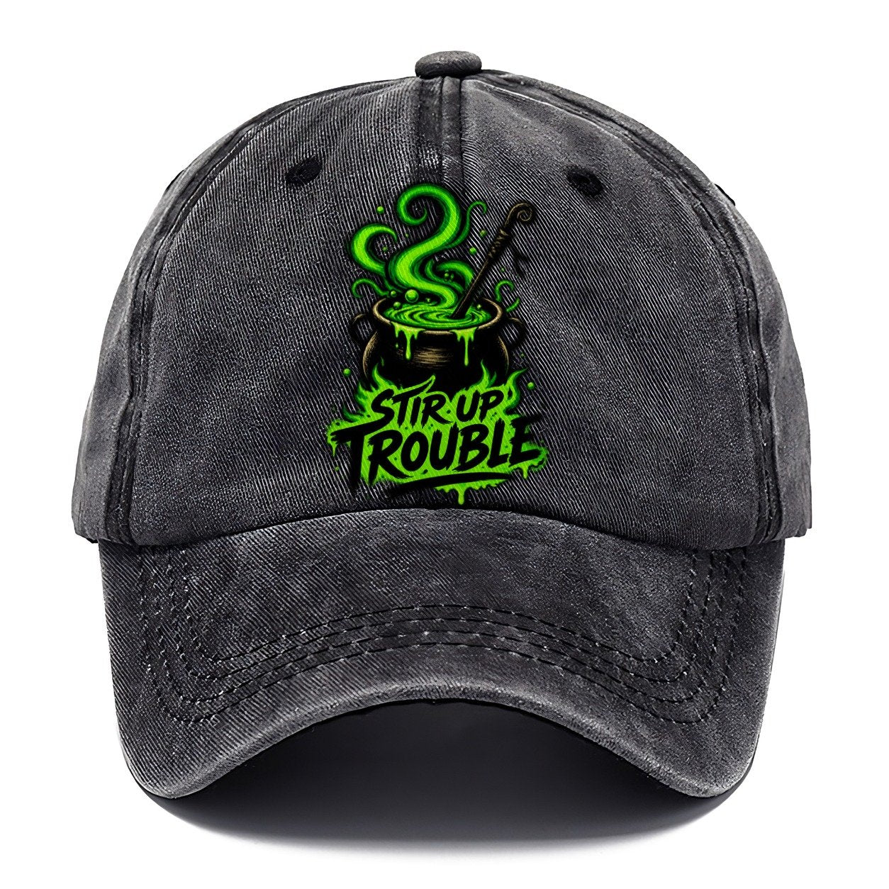 Stir Up Trouble Slogan Witch Magic Classic Cap – Graphite