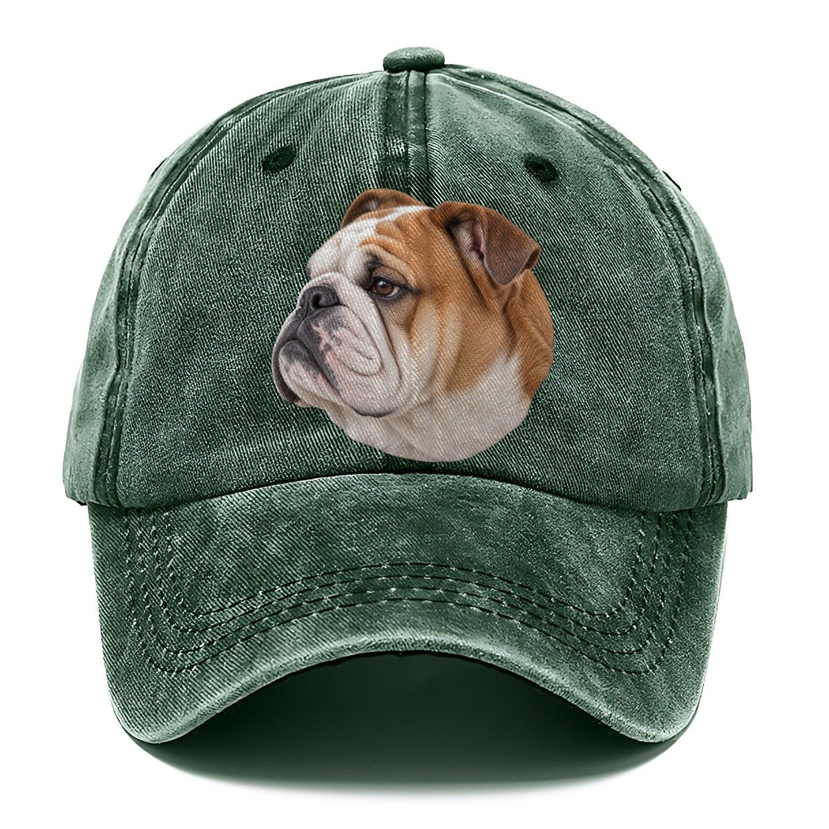 Bulldog Serious Side Profile Character Club Classic Cap – Forest Mist