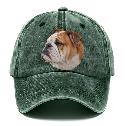 Bulldog Serious Side Profile Character Club Classic Cap – Forest Mist