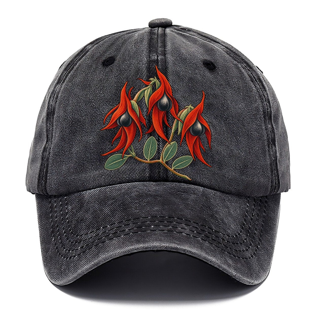 South Australia Sturt Desert Pea Cluster Australia Cultural Icons Classic Cap – Graphite