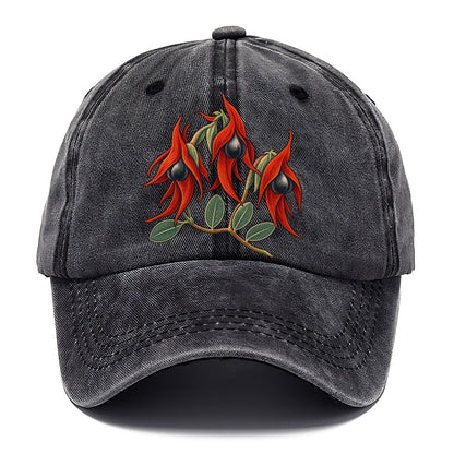 South Australia Sturt Desert Pea Cluster Australia Cultural Icons Classic Cap – Graphite