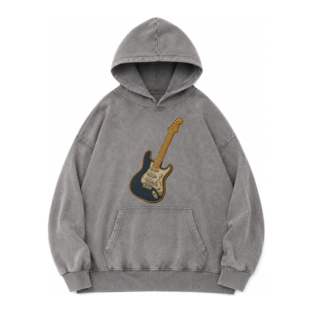 Electric Guitar Vintage Washed Hoodie – Grey