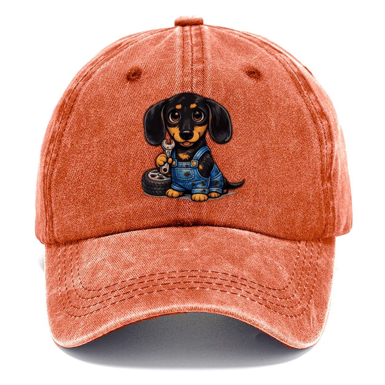 Dachshund Mechanic Classic Cap – Terracotta Clay