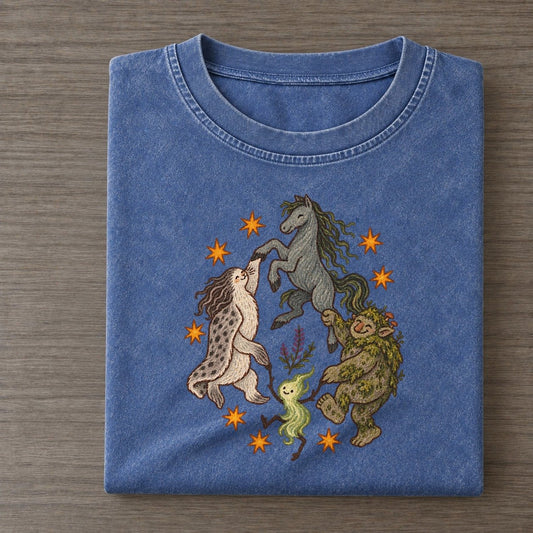 Highland Ceilidh Cryptid Hoedown Vintage T-shirt – Washed Blue