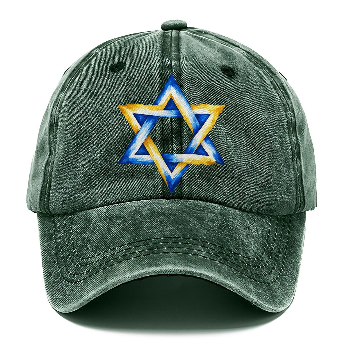 Star of David Left Chest Washed Classic Cap – Forest Mist