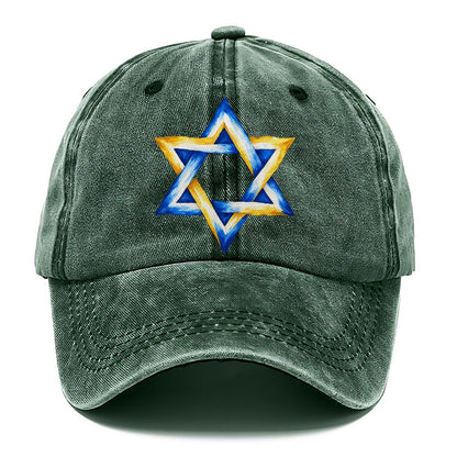 Star of David Left Chest Washed Classic Cap – Forest Mist