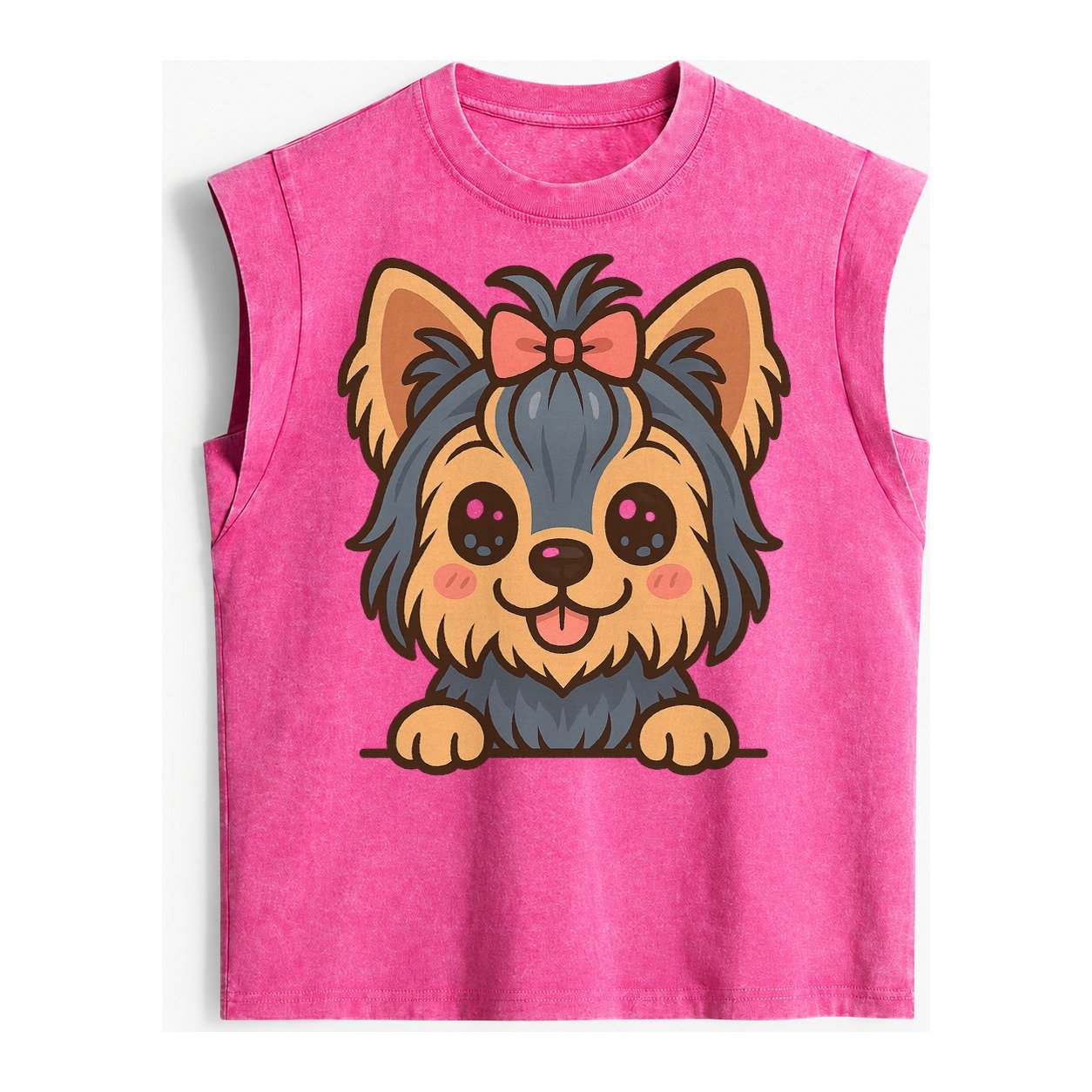 Yorkshire Terrier Modern Tiny Dog Logo Vintage Washed Tank – Pink
